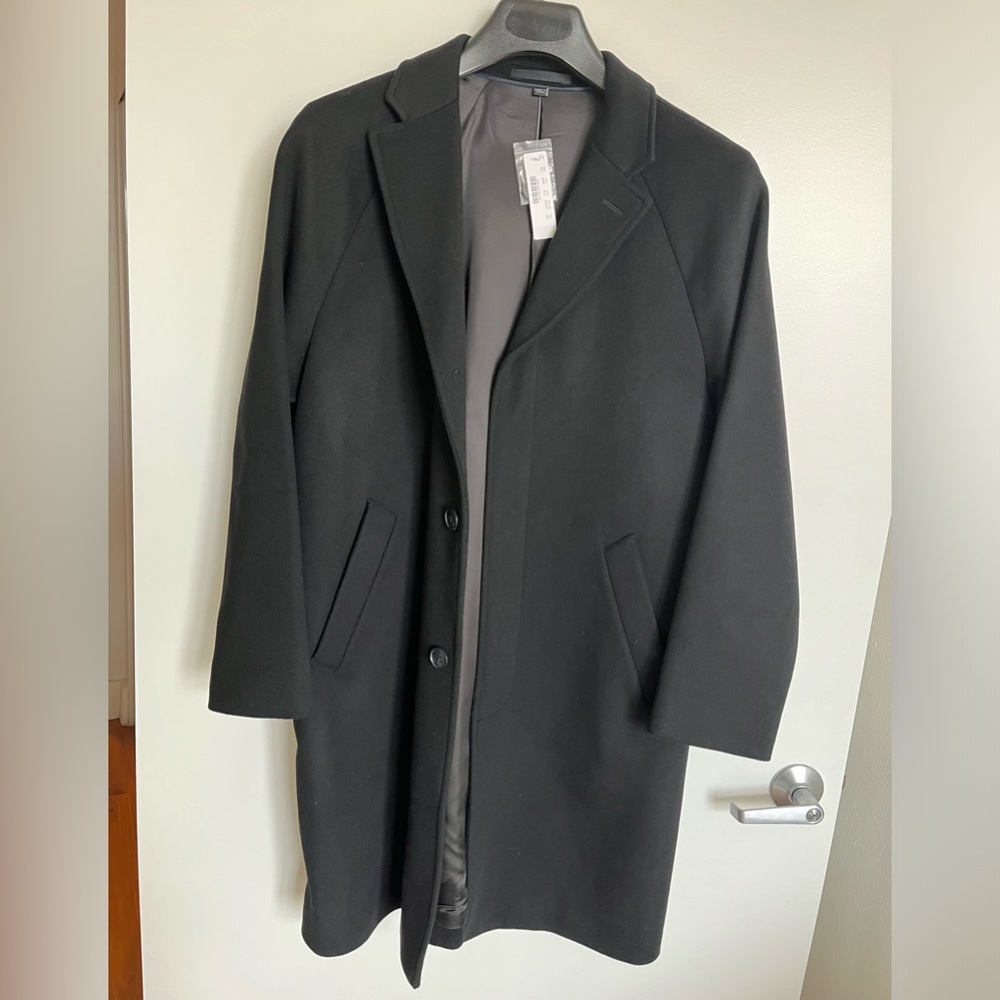 J Crew black wool and cashmere overcoat jacket size 40S, new with tags